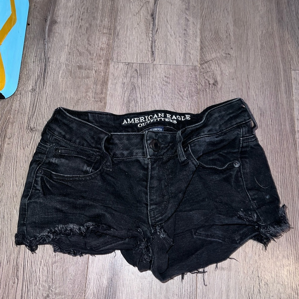 American Eagle Outfitters Distressed Black Jean Shorts